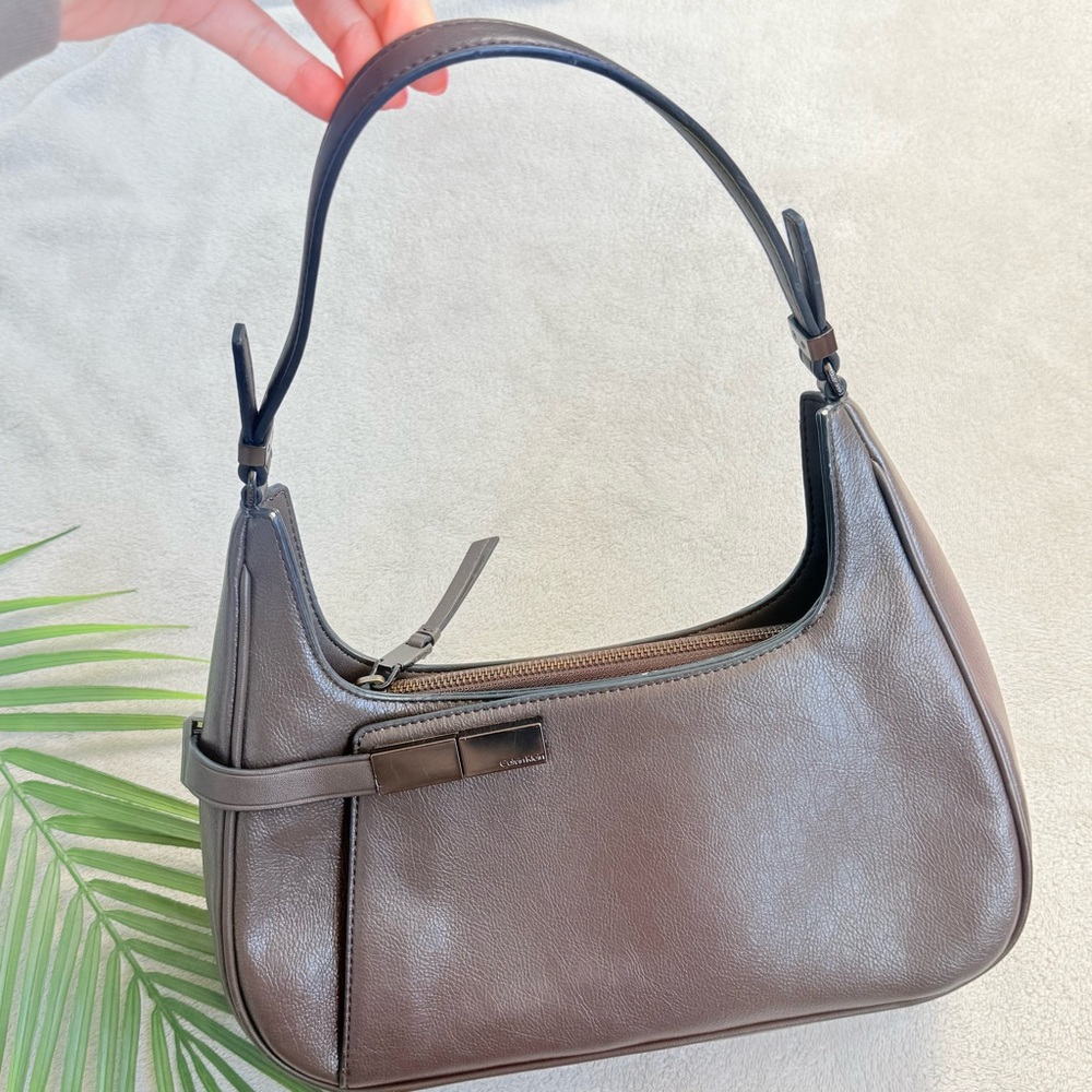 Calvin Klein Taupe Leather Shoulder Bag